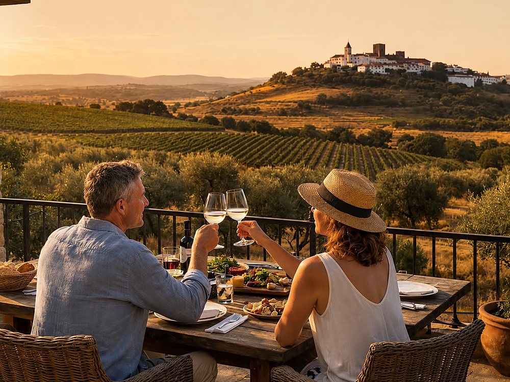 Mesa posta com taças de vinho ao ar livre em vinícola de Napa Valley