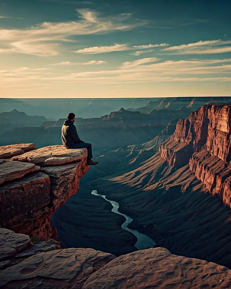 Pessoa contemplando o Grand Canyon a partir de um mirante